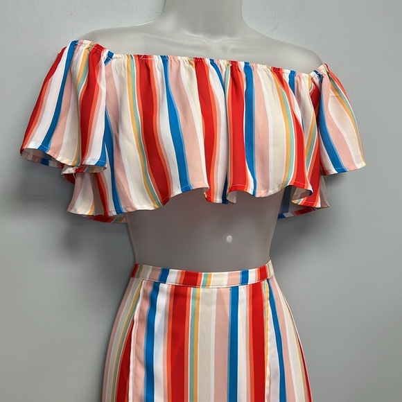 Showpo The Sound Of Sunset Rainbow Stripe 2 Piece Set Size 2 - Picture 7 of 10